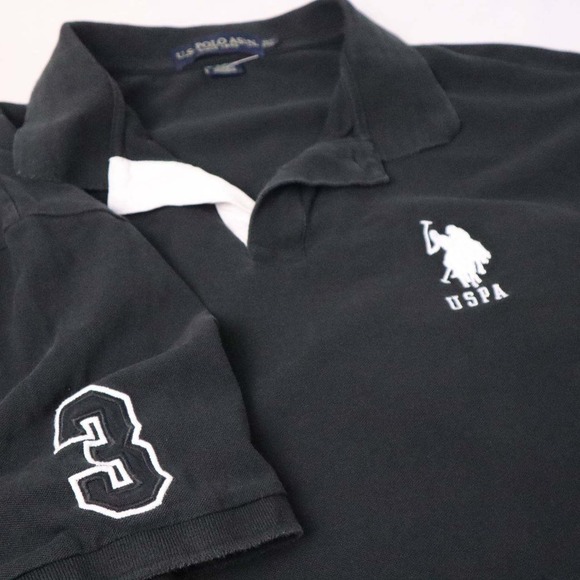 U.S. Polo Assn. Other - US Polo Assn. Mens Black Polo Shirt Short Sleeve 3‎ Logo Casual Big Pony Rugby